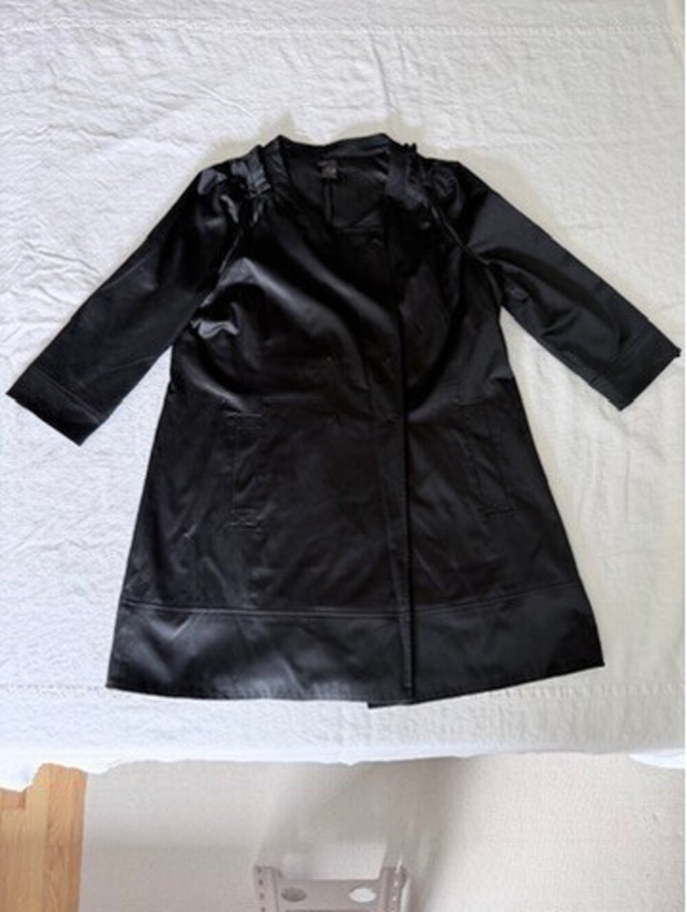 BCBGMAXAZRIA Women's Black Satin Long Sleeve Coat Dress Size XL